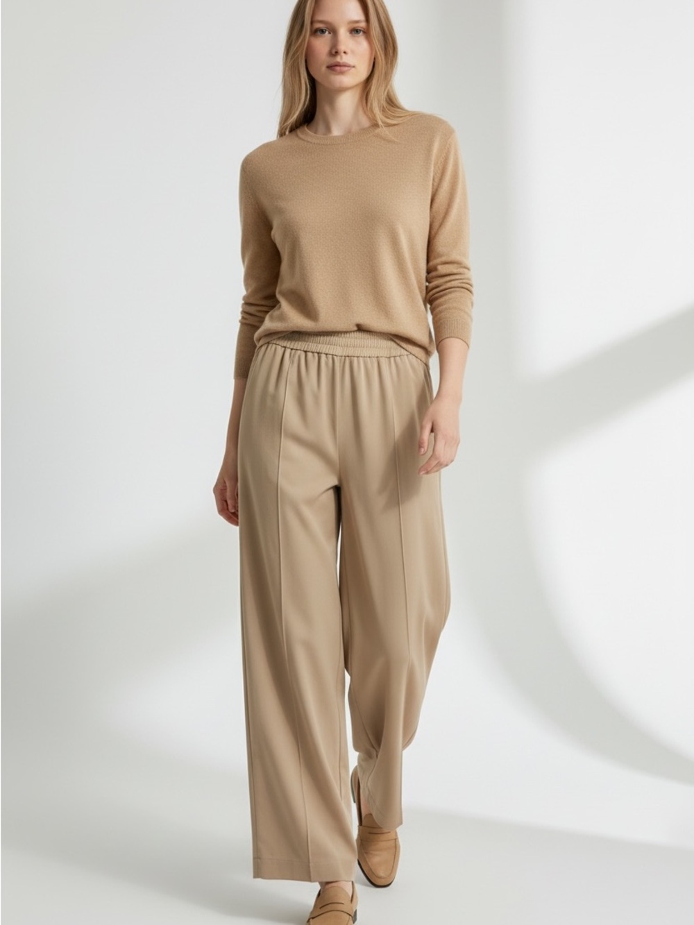 Lululemon Wide Leg Pull-On Pants in Light Beige